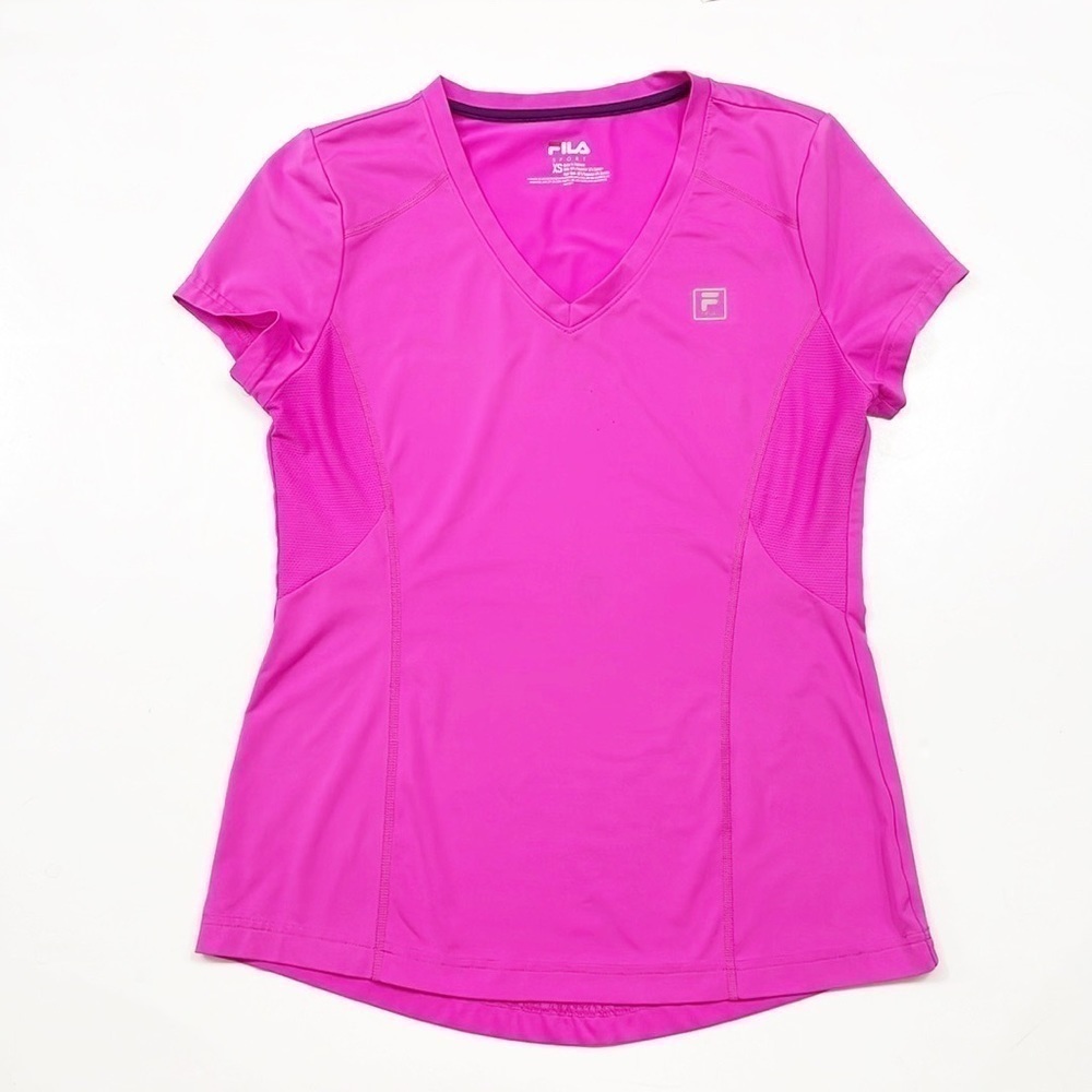 Fila magenta athletic v-neck short sleeve shirt